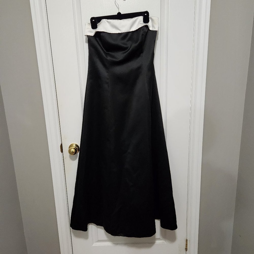Black and White formal Strapless A Line Dress